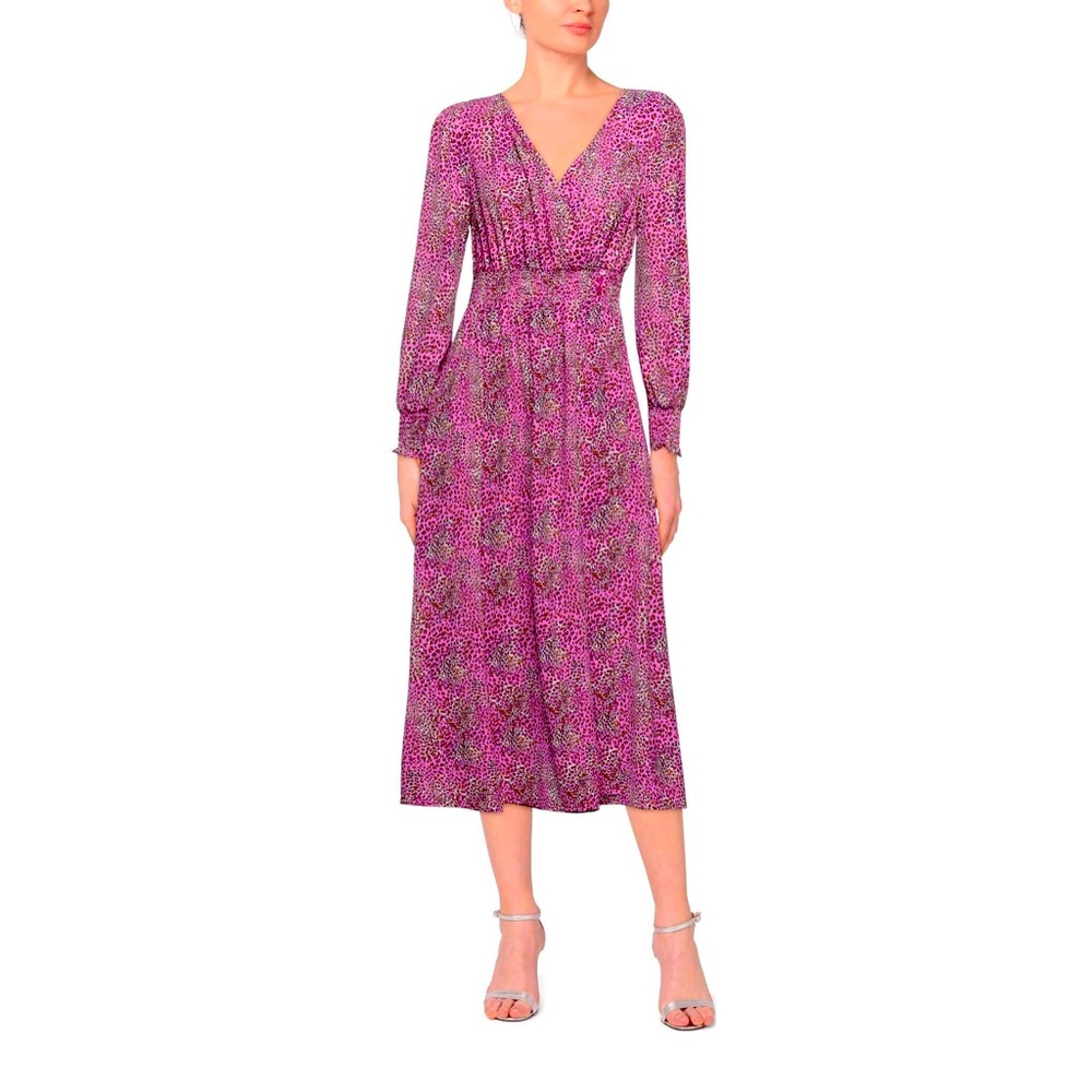 BAUM UND PFERDGARTEN Azia Long Sleeve Fuchsia Midi Wrap Dress. EU 34, US 4